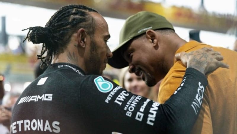 Will Smith beim Formel-1-Grand-Prix von Saudi-Arabie im Gespräch mit Lewis Hamilton. (Bild: www.PPS.at)