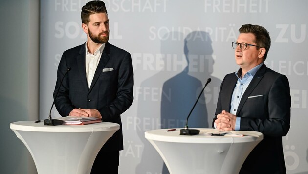 SPÖ Oberösterreich als Vorbild für den Bund: Koppler (l.) und Lindner. (Bild: Alexander Schwarzl)