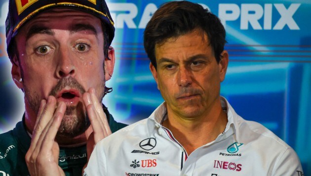 Mercedes soll Fernando Alonso (l.) verpetzt haben. (Bild: APA/AFP/CHANDAN KHANNA/Giuseppe CACACE)