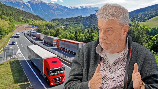 2,5 Millionen Lkw rollen pro Jahr durch Tirol. Eine Million davon nehmen laut Transitforum Umwege in Kauf, weil der Brenner billig ist. (Bild: Christof Birbaumer)