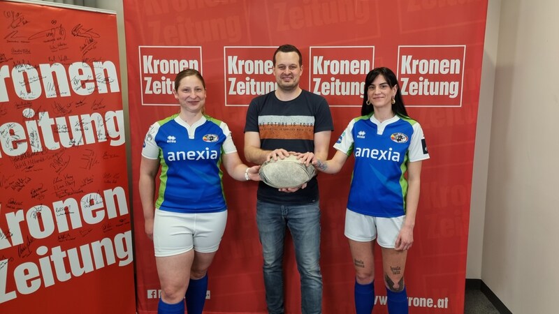 Denise Fischer und Josi Grgic plauderten mit Patrick im „Einwürfe“-Studio übe Rugby (Bild: Jomo KG)