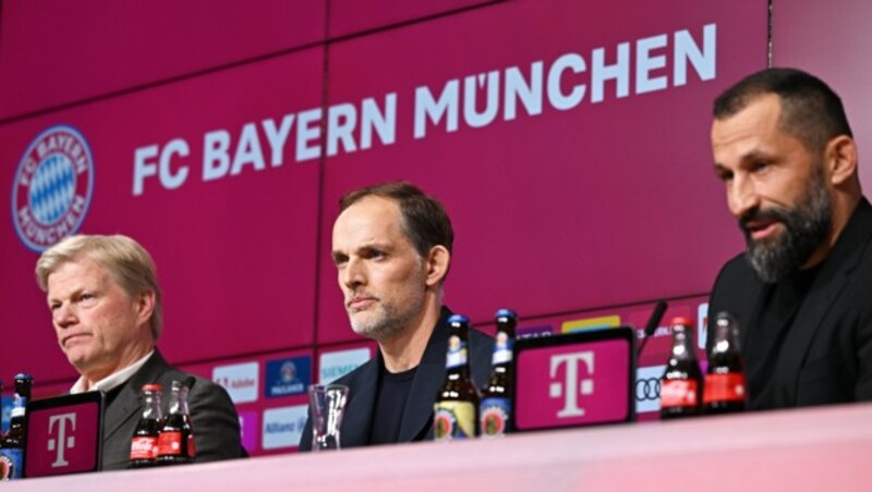 Bayern-CEO Oliver Kahn, Trainer Thomas Tuchel und Sportdirektor Hasan Salihamidzic (Bild: GEPA)