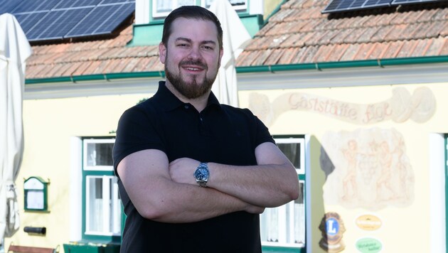 Matthias Strunz leitet seit 2016 die beliebte Gaststätte Figl in Ratzersdorf, nun kümmert er sich auch um den Gastro-Verein. (Bild: Molnar Attila)