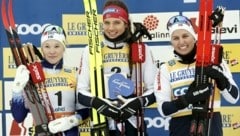 Schwedin Jonna Sundling (vo. li. n. re), Norwegerin Kristine Stavaas Skistad und Tiril Udnes Weng (Bild: APA/AFP/Lehtikuva/Antti Hämäläinen)