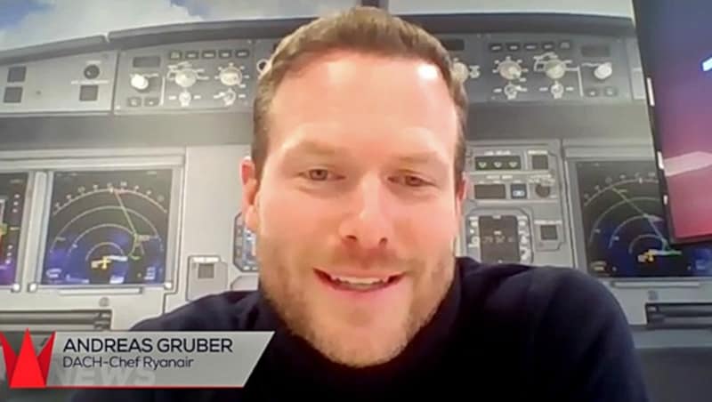 Ryanair-Chef Andreas Grube rim „Krone“-Talk (Bild: Screenshot/krone.tv)