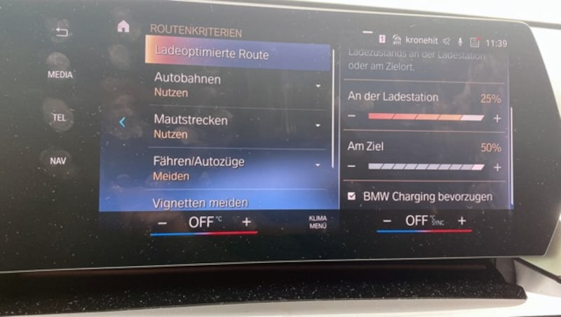 Man kann dem Navi vorgeben, mit welchem Akkustand man jeweils ankommen möchte. Allerdings in zu engen Grenzen. (Bild: Stephan Schätzl)