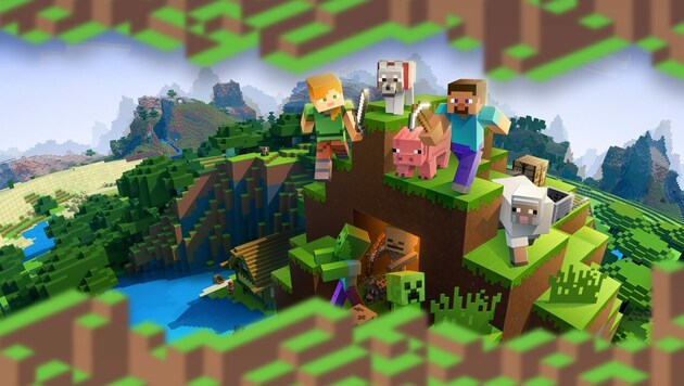 Auch mehr als zehn Jahre nach seiner Erstveröffentlichung begeistert „Minecraft“ Millionen Spieler weltweit. (Bild: Microsoft, stock.adobe.com, Krone KREATIV)