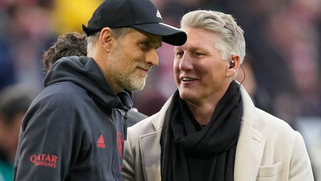 Thomas Tuchel und Bastian Schweinsteiger (Bild: Copyright 2022 The Associated Press. All rights reserved.)