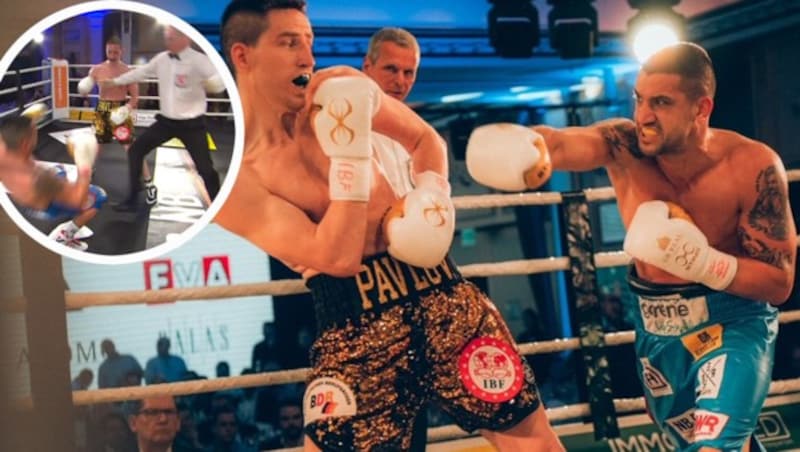 Box-Star Marcos Nader (re.) ging zu Boden. (Bild: Bounce, krone.tv)