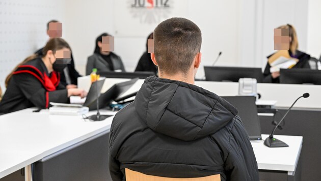 Der 16-Jährige nahm am Morgen vorm Schöffensenat am Landesgericht Linz Platz: vier Monate bedingt. (Bild: Dostal Harald, Krone KREATIV)