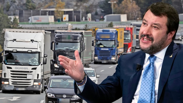 Italiens Verkehrsminister Matteo Salvini.  (Bild: Christof Birbaumer, AP, KRONE Kreativ)