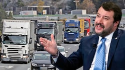 Italiens Verkehrsminister Matteo Salvini kritisiert seit Langem die Anti-Transitmaßnahmen Tirols. (Bild: Christof Birbaumer, AP, KRONE Kreativ)