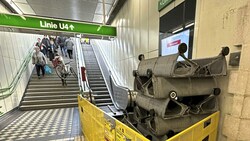 Kunstinstallation? Mahnmal? Hass auf Klosterneuburger? Rolltreppe kann man die Ruine in Heiligenstadt jedenfalls nicht (mehr) nennen. (Bild: privat)