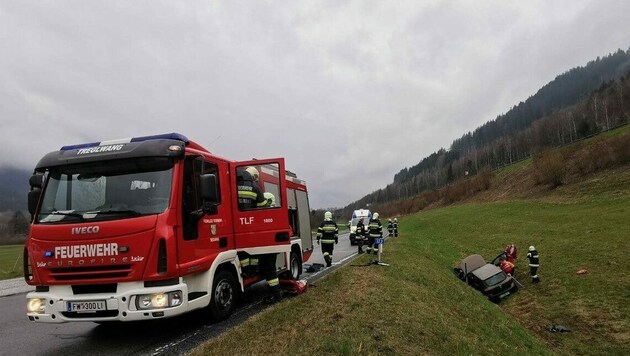 Die Freiwillige Feuerwehr Treglwang eilte zum Unfallort (Bild: FF Treglwang)