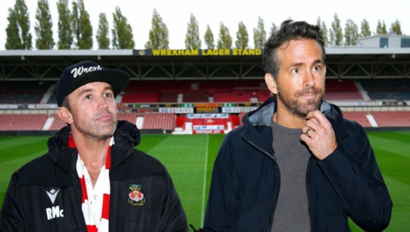 Die Eigentümer von Wrexham: Rob McElhenney (li.) und Ryan Reynolds (Bild: ASSOCIATED PRESS)