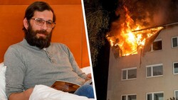 Jürgen Hoffelner (42) hat sein Zuhause über Nacht vorübergehend verloren, weil die Wohnung schräg über ihm total ausgebrannt ist. (Bild: Harald Dostal, TEAM FOTOKERSCHI.AT / KERSCHBAUMMAYR)