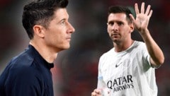 Robert Lewandowski und Lionel Messi (Bild: AFP or licensors)