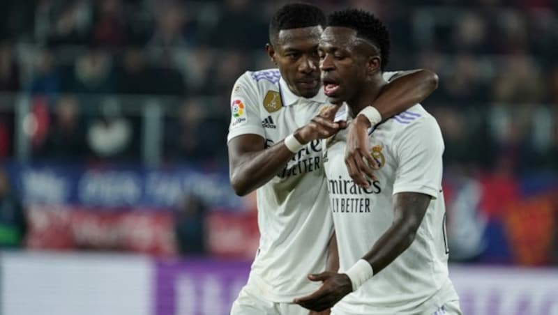 David Alaba (l.) und Vinicius Junior (Bild: APA/AFP/CESAR MANSO)