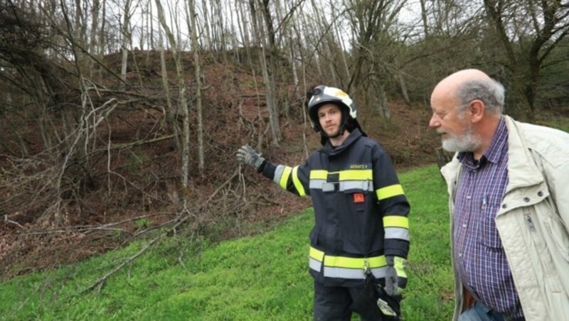 Patrick Achatz (FF St. Margarethen) und Helmut Machhammer beim Steilhang. (Bild: Rojsek-Wiedergut Uta)