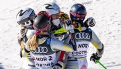 Team Norwegen (v.l. Thea Louise Stjernesund, Kristina Riis-Johannessen, Fabian Wilkens Solheim, Sebastian Foss-Solevaag) holte WM-Gold in Cortina 2021 (Bild: APA/EXPA/JOHANN GRODER)