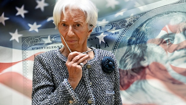 Die EZB-Präsidentin macht auf Bestrebungen aufmerksam, Alternativen zum globalen Banken-Kommunikationssystem SWIFT zu schaffen. Christine Lagarde betont auch, dass „der Status als internationale Währung nicht länger als selbstverständlich angesehen werden sollte“. (Bild: stock.adobe.com, APA/AFP/JOHN THYS, Krone KREATIV)