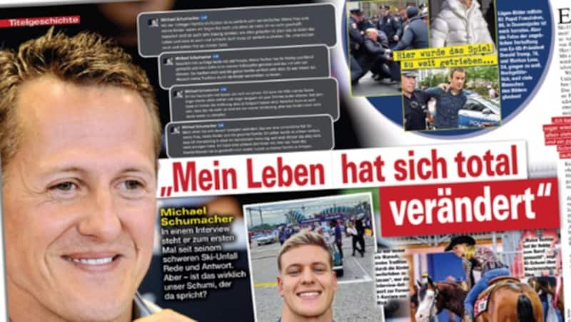 Die Antworten von „Michael Schumacher“ im Heft-Inneren - erfunden von Künstlicher Intelligenz (Bild: Die Aktuelle)