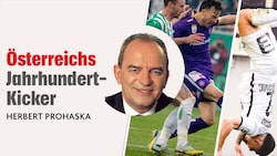 Sturm Graz (re. Gazibegovic) wächst über sich hinaus, kann Salzburg am Sonntag vor ausverkauftem Haus von Rang eins holen. Das Wiener Derby hatte mehr als packende Zweikämpfe zu bieten - es war ein Spektakel. (Bild: GEPA, krone.at)