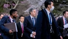 US-Außenminister Antony Blinken (mitte) in Japan beim G7-Treffen (Bild: AFP)