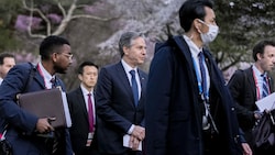 US-Außenminister Antony Blinken (mitte) in Japan beim G7-Treffen (Bild: AFP)