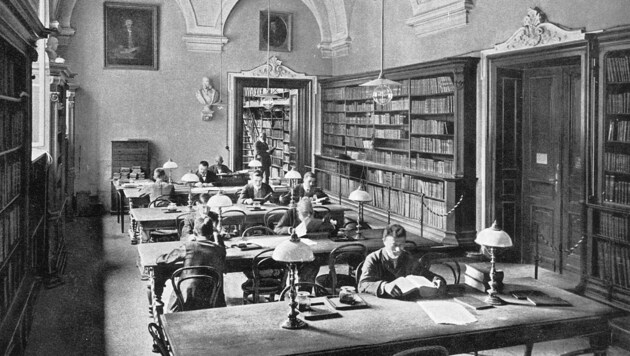 Der Lesesaal der Landesbibliothek anno dazumal (Bild: Steiermärkische Landesbibliothek)