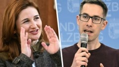 Marlene Svazek hat die Salzburger Blauen zu einem historischen Ergebnis geführt. Der fulminante Einzug der KPÖ Plus in den Landtag ist auch ihrem Spitzenkandidaten Kay-Michael Dankl (re.) geschuldet. (Bild: APA, Krone KREATIV)