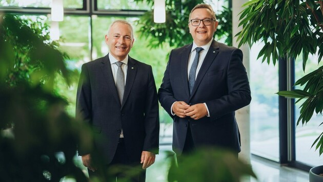 Energie Steiermark Vorstands-Duo Christian Purrer (li.) und Martin Graf (Bild: Energie Steiermark )