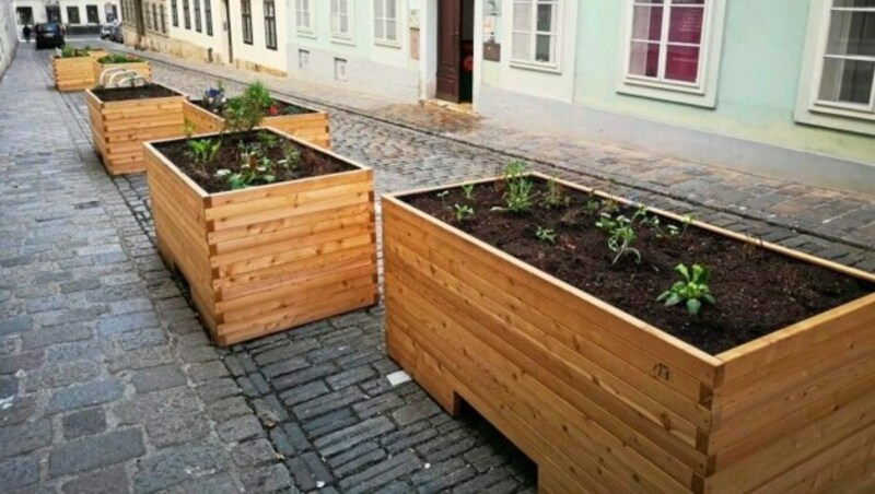 Blumentröge anstatt Parkplätze heißt es in der Mechitharistengasse in Neubau. (Bild: zVg)