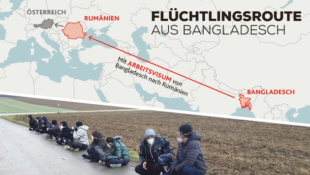 50 Schlepper nahm die Polizei seit Jänner im Burgenland fest. Immer mehr aufgegriffene Migranten stammen aus Bangladesch. (Bild: Christian Schulter, Krone KREATIV)