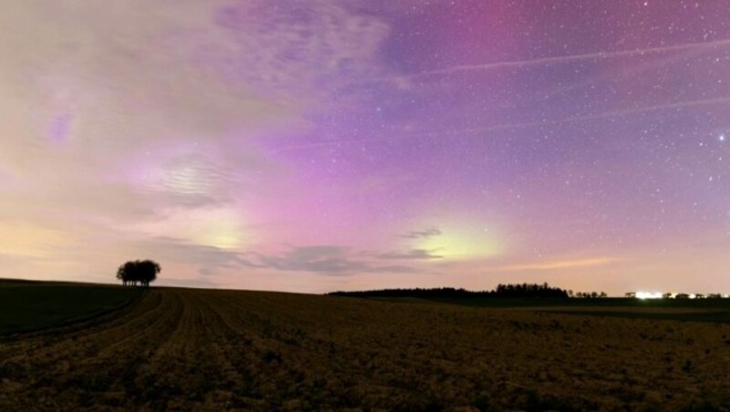 Seltene Polarlichter über Heiligenberg (Bild: Sabine Leidinger)