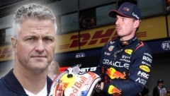 Ralf Schumacher (links) sieht Mercedes oder Aston Martin als realistische Optionen für einen Verstappen-Wechsel.  (Bild: APA/ERWIN SCHERIAU, AFP/Martin KEEP)