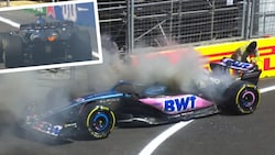 Der Bolide von Pierre Gasly ging in Flammen auf. (Bild: Screenshot ORF)