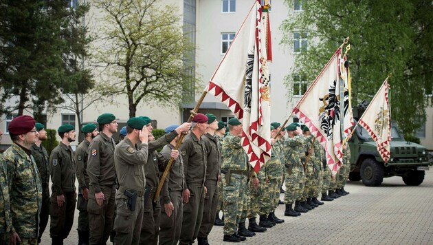 Die 7. Jägerbrigade feierte heute Vormittag am Exerzierplatz in der Klagenfurter Windisch (künftig Georg Goess)-Kaserne bereits zum 23. Mal ihren Brigadetag. (Bild: Michael Steinberger/Bundesheer )