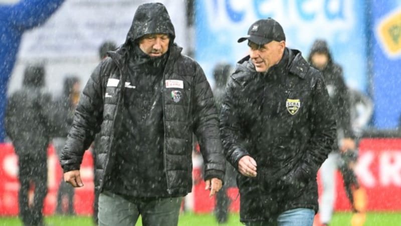 WAC-Trainer Manfred Schmid (li.) und Altach-Coach Klaus Schmidt (Bild: GEPA pictures)