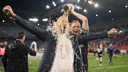 Der Kärntner Sturm-Kapitän Stefan Hierländer und Coach Chris Ilzer freuen sich auf die Champions League in Klagenfurt. (Bild: GEPA pictures)