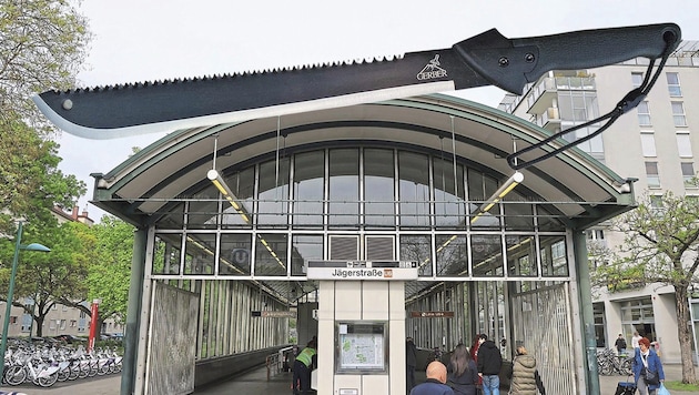 Vor zwei Wochen ereignete sich die Bluttat in der U6-Station Jägerstraße. Nichts ist wie zuvor. (Bild: Zwefo, stock.adobe.com, Krone KREATIV)