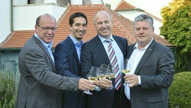 Burgenlands Führungsriege punkto Wein und Marketing: Liegenfeld, Zechmeister, Schweitzer und Siess (v. li. n. re.). (Bild: Wein Burgenland)
