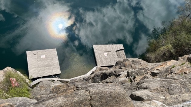 Die Kletterwand: Jungfernsprung direkt am See in Döbriach. (Bild: Elisa Aschbacher)