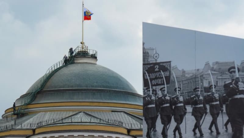 Großer Schreck in Moskau: Plötzlich war ein Feuerball über dem Senatspalast des Kreml. (Bild: APA/AFP/STRINGER)