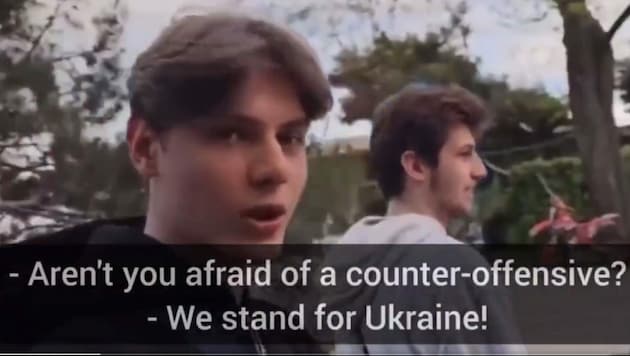 Der Jugendliche machte klar, auf welcher Seite er im Krieg um die Ukraine steht. (Bild: Screenshot/twitter.com/@Gerashchenko_en)