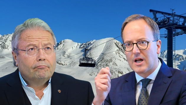 Eine Entschuldigung forderte NR Franz Hörl (links) von Tirols Neos-Chef Dominik Oberhofer wegen dessen Aussagen zu den Seilbahn-Förderungen. Der denkt nicht daran! (Bild: Christof Birbaumer, Hubert Rauth (Symbolbild))
