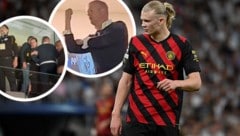 Alf-Inge Haaland, der Vater von ManCity-Star Erling Haaland, gerät mit den Real-Fans aneinander. (Bild: APA/AFP/OSCAR DEL POZO, youtube.com/@TheXPress)