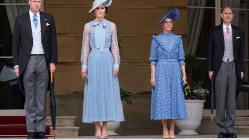 Prinz William und Prinzessin Kate waren mit Herzogin Sophie und Prinz Andrew die Gastgeber der Gartenparty. (Bild: APA/AFP/POOL/Jonathan Brady)