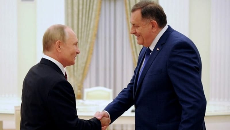 Dodik und Putin bei ihrem letzten Treffen im Vorjahr (Bild: APA/AFP/SPUTNIK/Mikhail KLIMENTYEV)