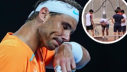 Schmerzen bei Rafael Nadal (Bild: GEPA, twitter.com/vanshv2k)